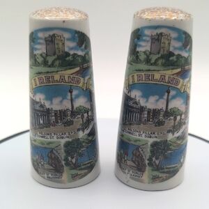 Vintage 60s Salt And Pepper Set Irish Scene